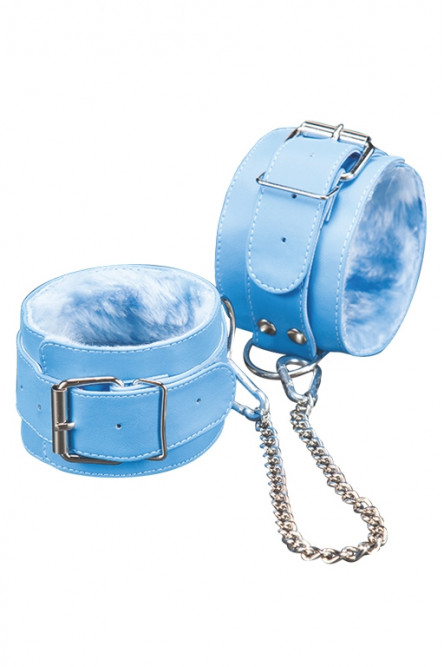 Голубые наручники с мехом