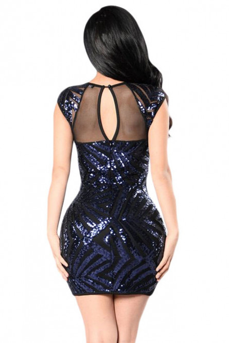 Черно-синее блестящее платье