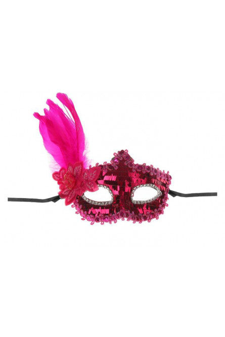 Яркая розовая маска с перьями