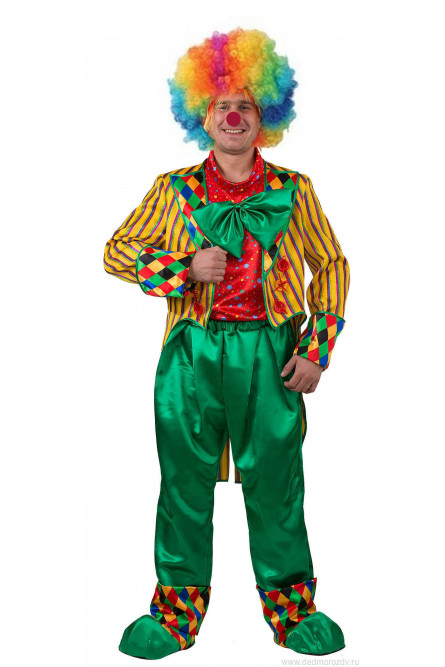 Костюм клоуна в разноцветном парике