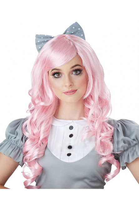 Розовый парик куклы