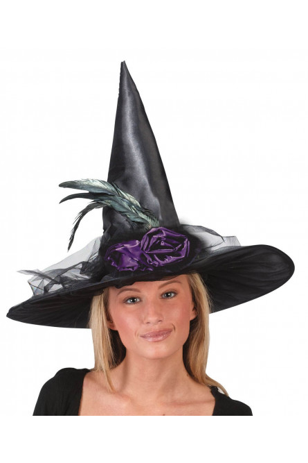 Шляпа ведьмы с фиолетовыми цветами