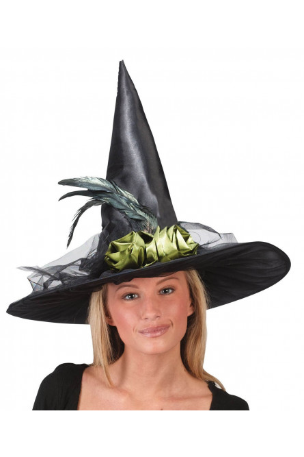 Шляпа ведьмы с зелеными цветами