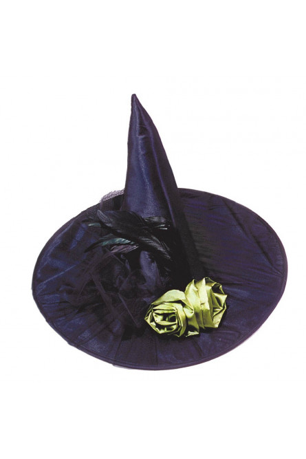 Шляпа ведьмы с зелеными цветами