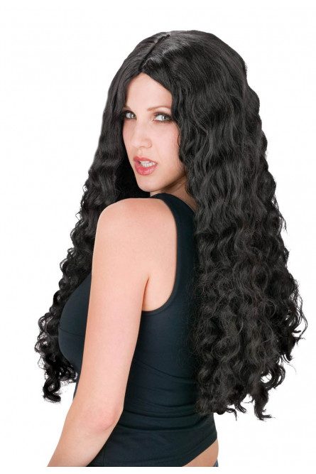 Черный длинный парик 60 см