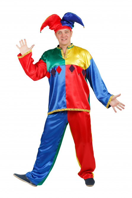 Взрослый костюм разноцветного Скомороха