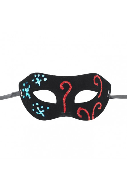 Карнавальная маска Узор красно-голубая