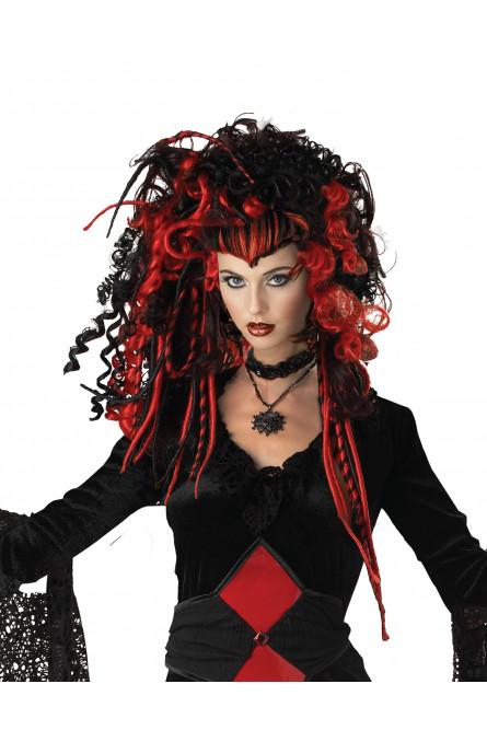 Черно-красный парик вампирши