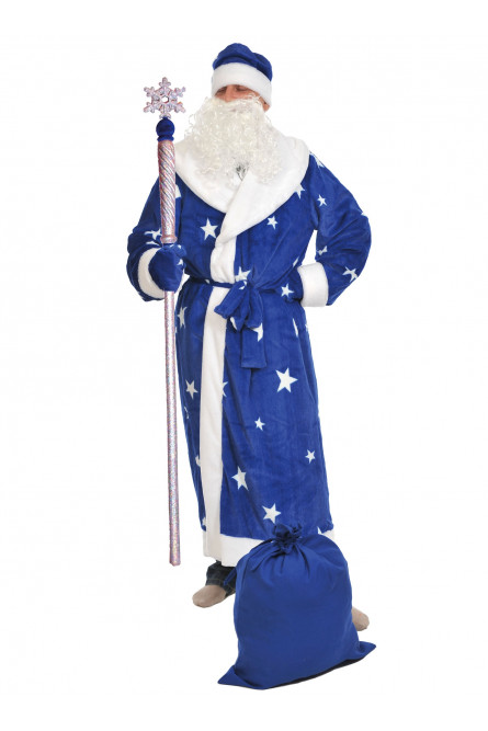 Синий костюм деда Мороза со звездами