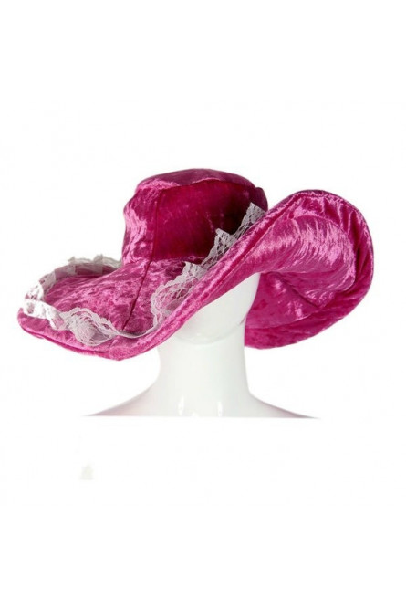 Розовая бархатная шляпа с кружевами