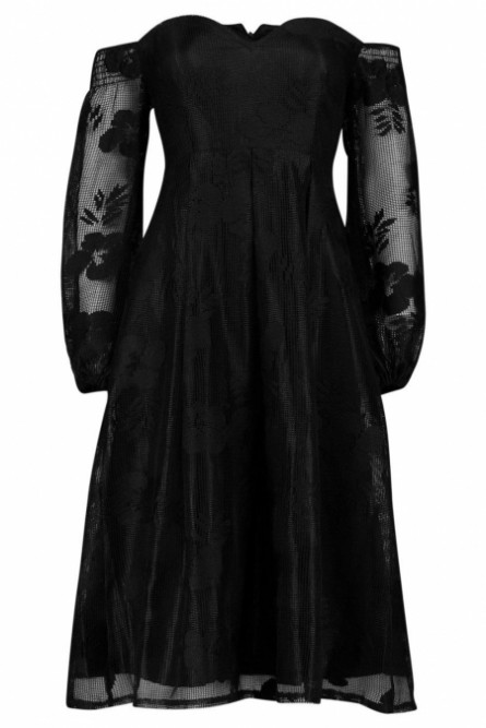 Черное платье с прозрачными рукавами