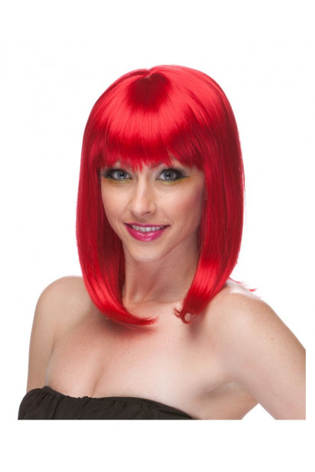 Красный парик с челкой