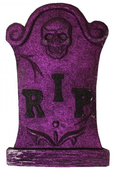 Фиолетовое блестящее надгробие с черепом