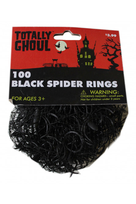 100 черных колец с пауками