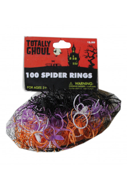 100 разноцветных колец с пауками