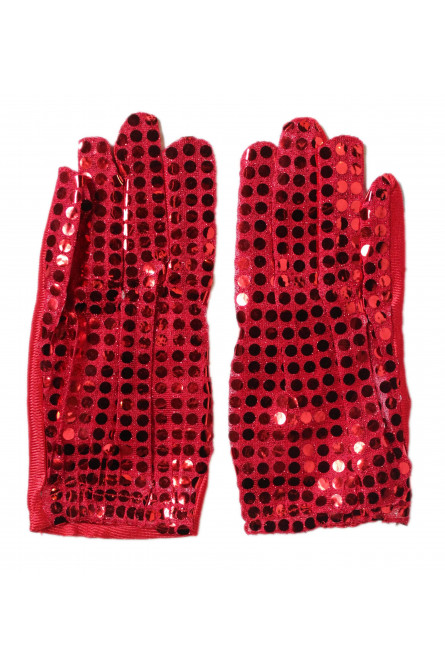 Перчатки с блестками красные