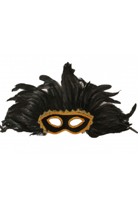 Черная маска в перьях