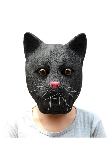 Латексная маска черного кота