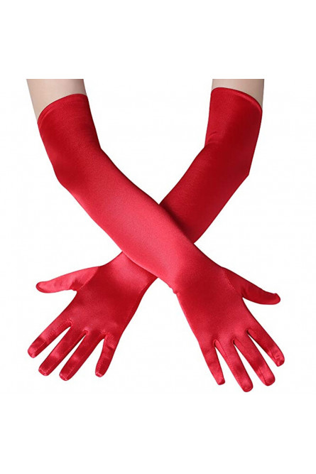 Красные длинные перчатки на карнавал