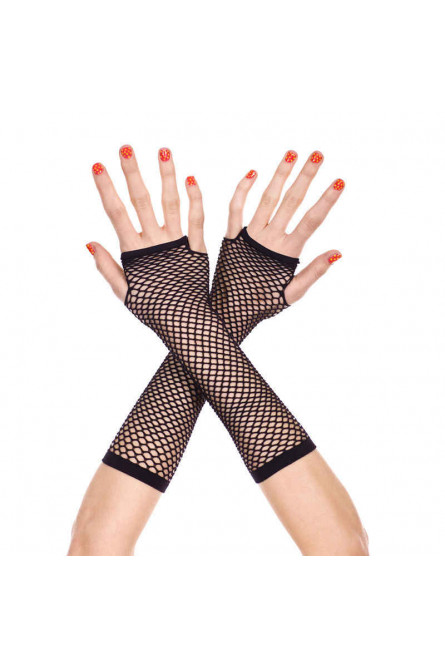 Удлиненные черные сетчатые перчатки