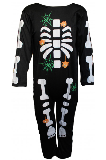 Детский костюм скелета с пауками
