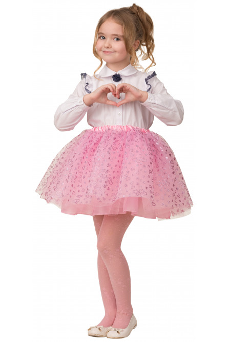 Детская розовая юбка с сердечками