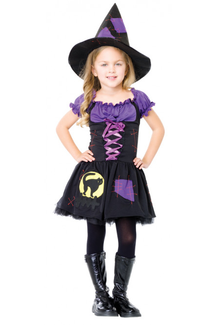 Детский костюм черно-фиолетовой ведьмочки