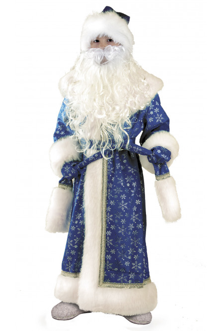 Детский костюм Дедушки Мороза синий плюшевый