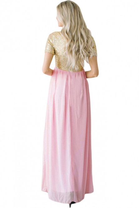 Золотисто-розовое платье в пол