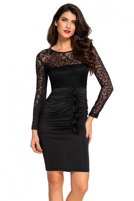 Черное платье с высокой талией