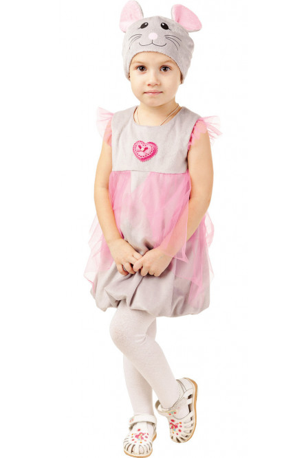 Детский костюм серо-розовой Мышки в платье