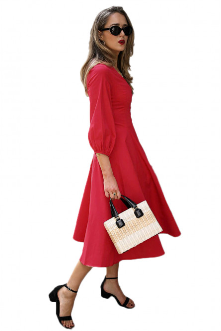 Винтажное красное платье миди