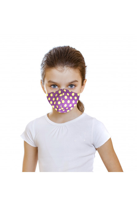 Детская защитная фиолетовая маска в горох