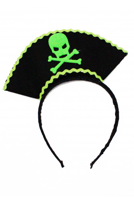 Черно-зеленый карнавальный ободок Пират