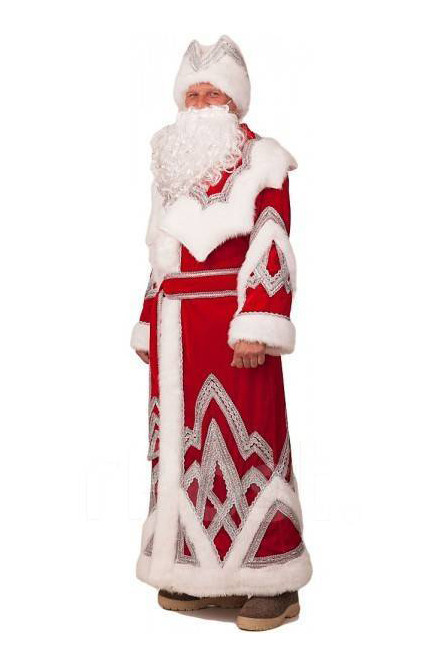 Взрослый костюм Деда Мороза с вышивкой