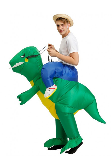Взрослый зеленый надувной костюм На динозавре