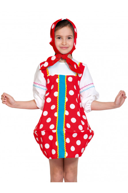 Детский костюм Красной Матрешки в горошек