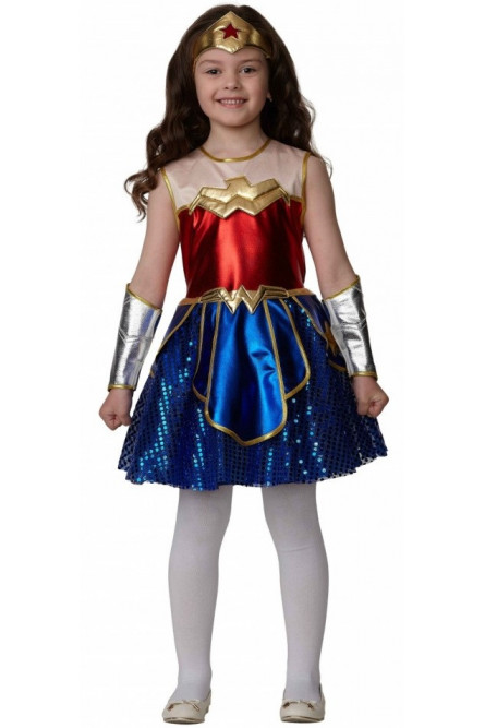 Карнавальный костюм для девочек Чудо-женщины премиум