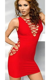 Платье с V-образным вырезом красное