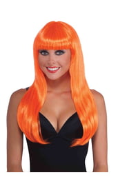 Парик с длинными оранжевыми волосами