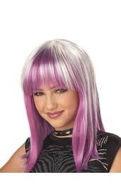 Фиолетово-белый парик