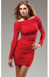 Гофрированное красное платье