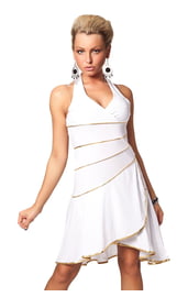 Белое платье с золотой отделкой