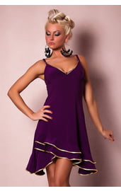 Фиолетовое платье с золотой отделкой