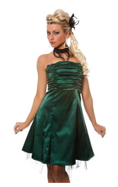 Темно-зеленое платье без бретелек