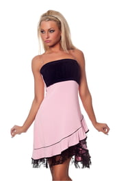 Черно-розовое коктейльное платье