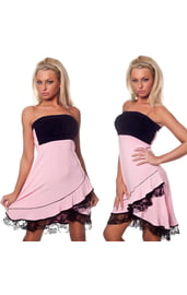 Черно-розовое коктейльное платье