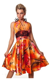 Оранжевое цветочное платье