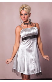 Серебряное платье со вставкой