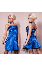 Платье с сетчатым подолом синее
